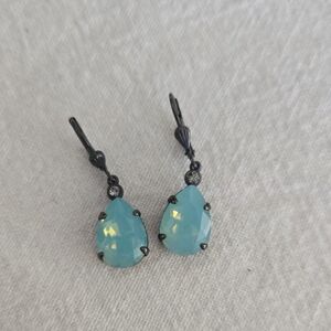 Teardrop Aqua Glass Drop Earrings - Unbranded